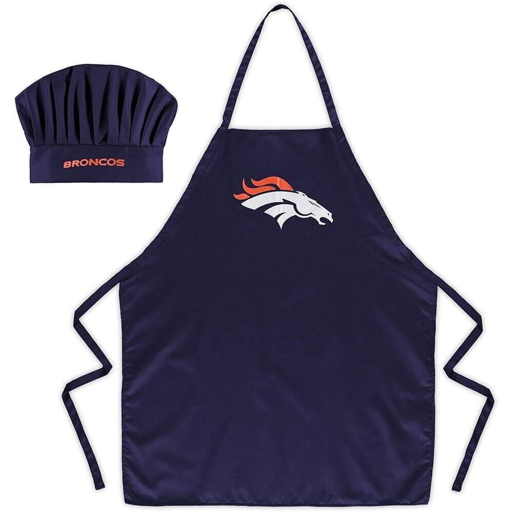 NEW NFL Chef Apron 2pc Set Denver Broncos Football Cook Hat BBQ Father Dad Gift
